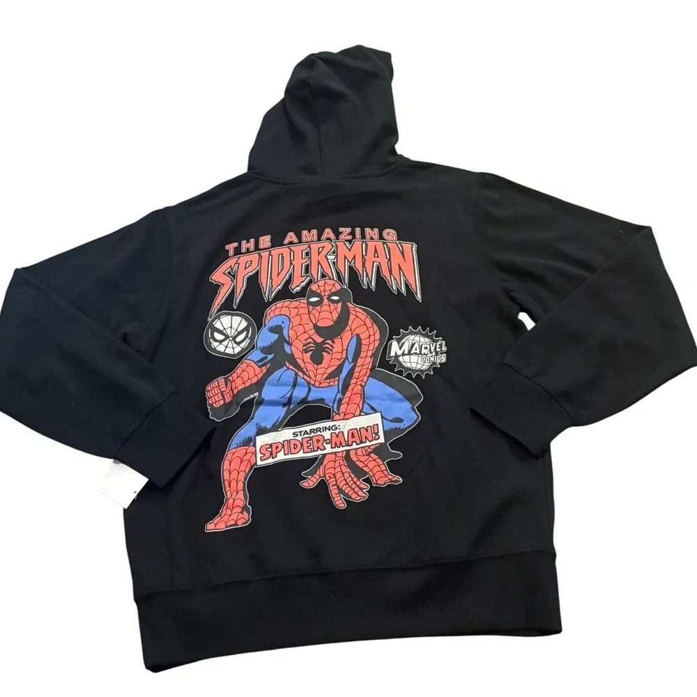 Marvel The Amazing Spider-Man Hoodie‎ Black Graphic Pullover Men's Small NWT